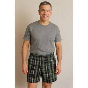 SouthPole Men's Shorts, 36,  Checked Black Gray Green Summer Preppy
